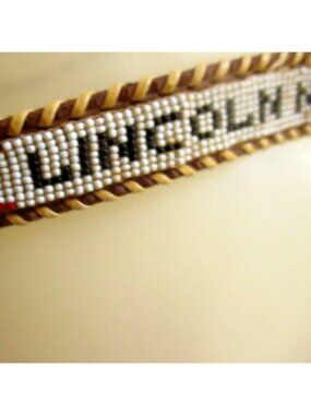 Womens Belt Big Red Huskers Lincoln Nebraska Vintage 24 25 26 27 Beaded Hippy